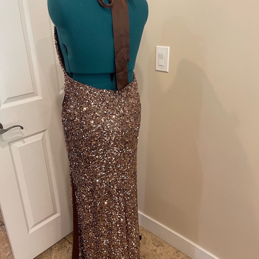 Morgan & Co. Brown Sequin Backless Dress - Picture 8 of 16